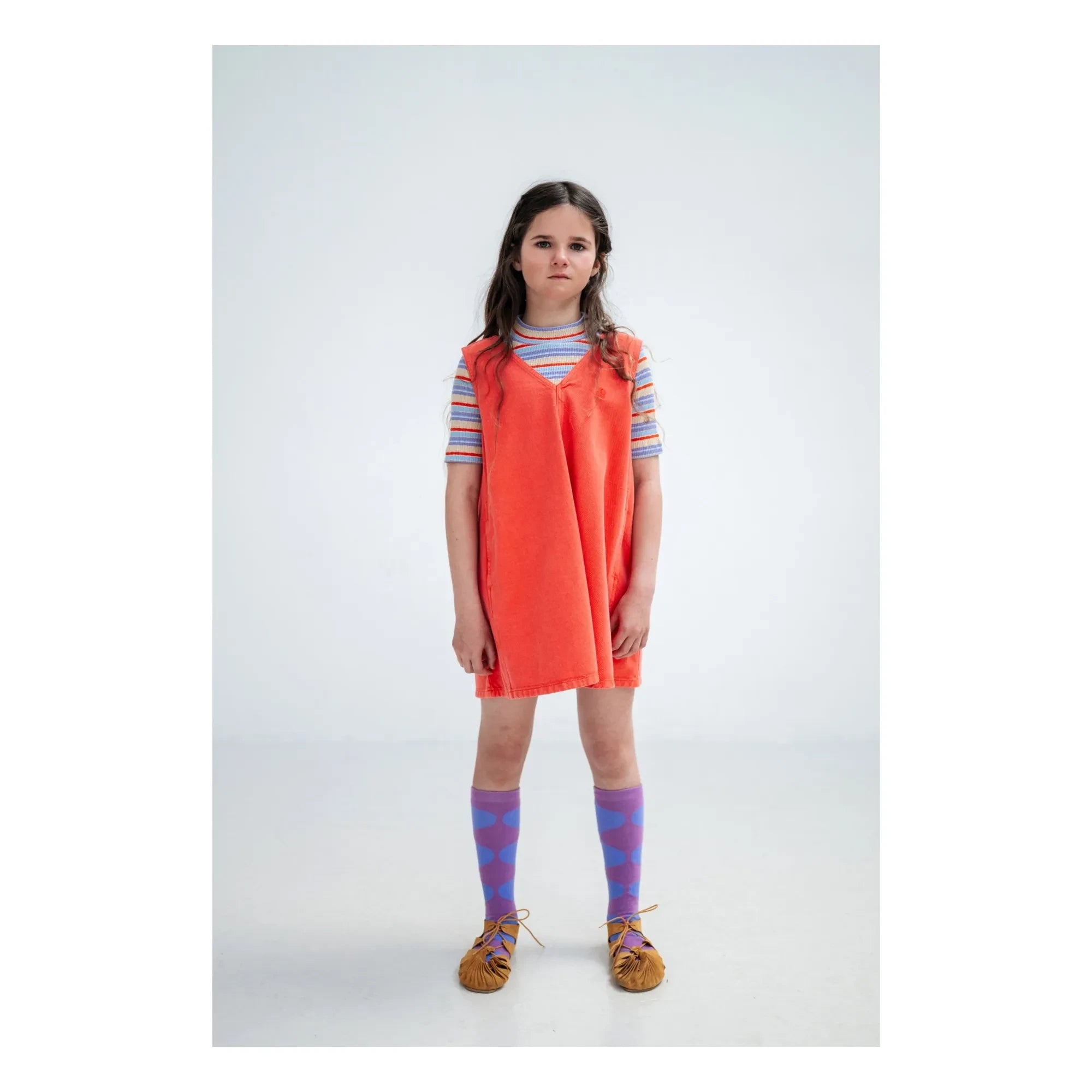 Repose AMS - Camiseta de canalé de rayas de algodón orgánico | Lila