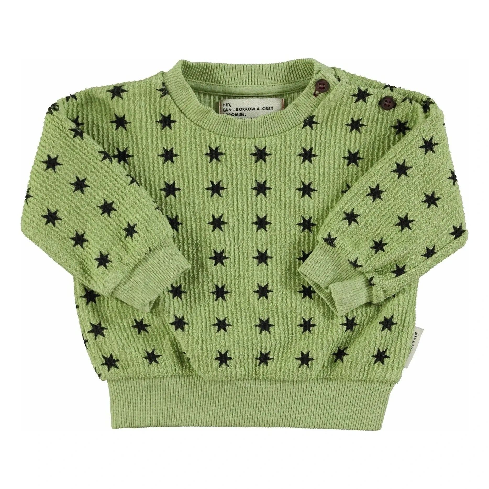 Piupiuchick - Sudadera de estrellas de canalé de algodón orgánico | Verde