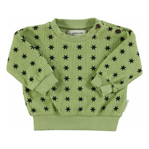 Piupiuchick - Sudadera de estrellas de canalé de algodón orgánico | Verde