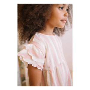 Studio Bohème - Vestido Cousin de Rayas de Gasa de Algodón Orgánico | Rosa