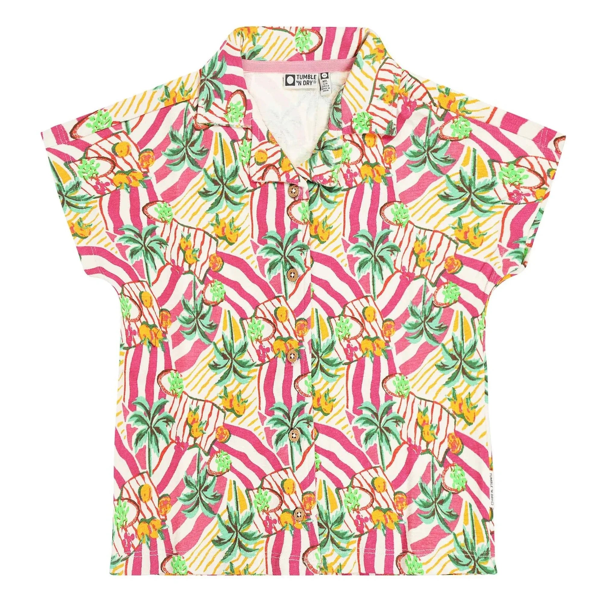 Tumble N'Dry - Camisa de algodón orgánico Vitoria Palm | Rosa