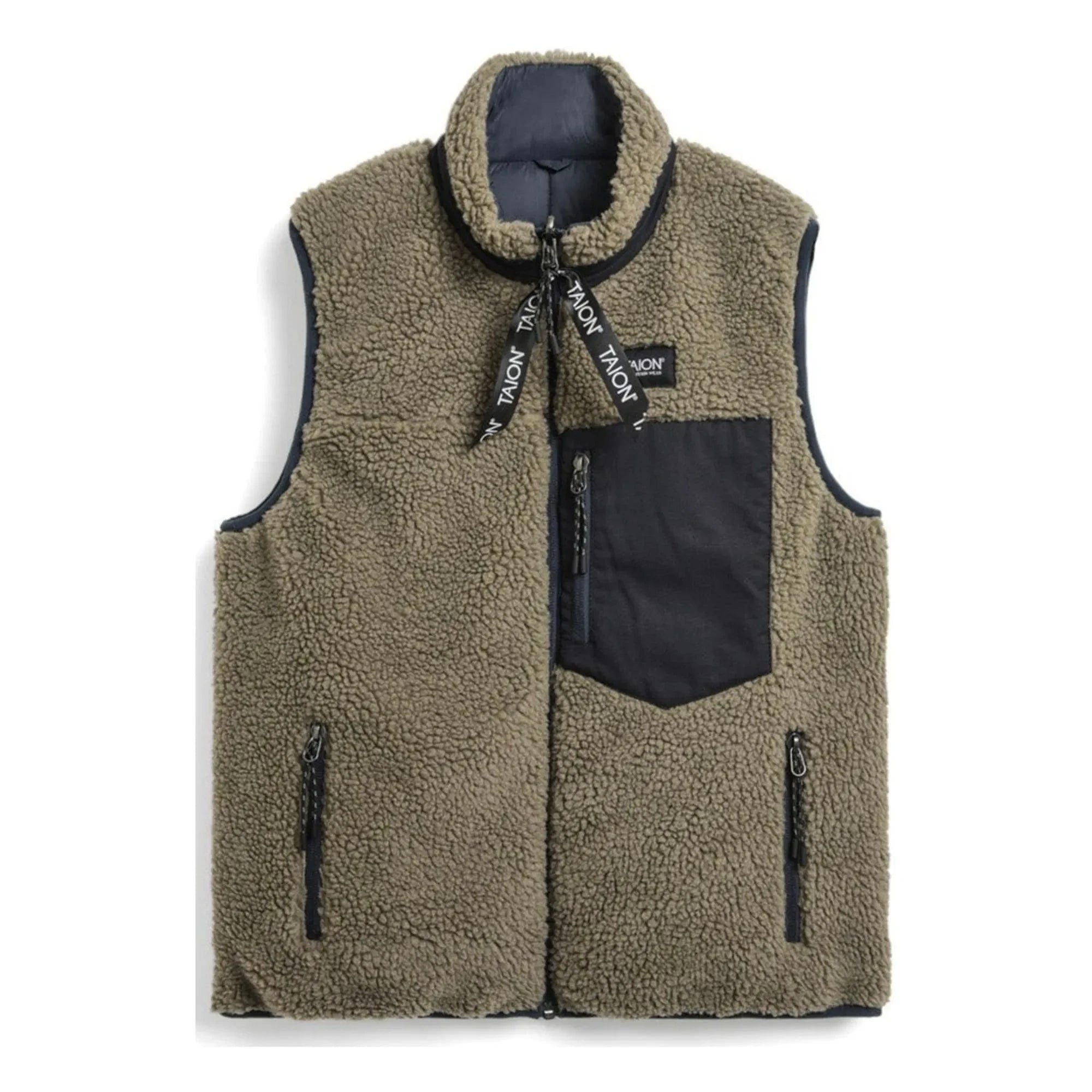 Taion - Chaleco reversible acolchado de borreguillo unisex | Azul marino - Blanco roto