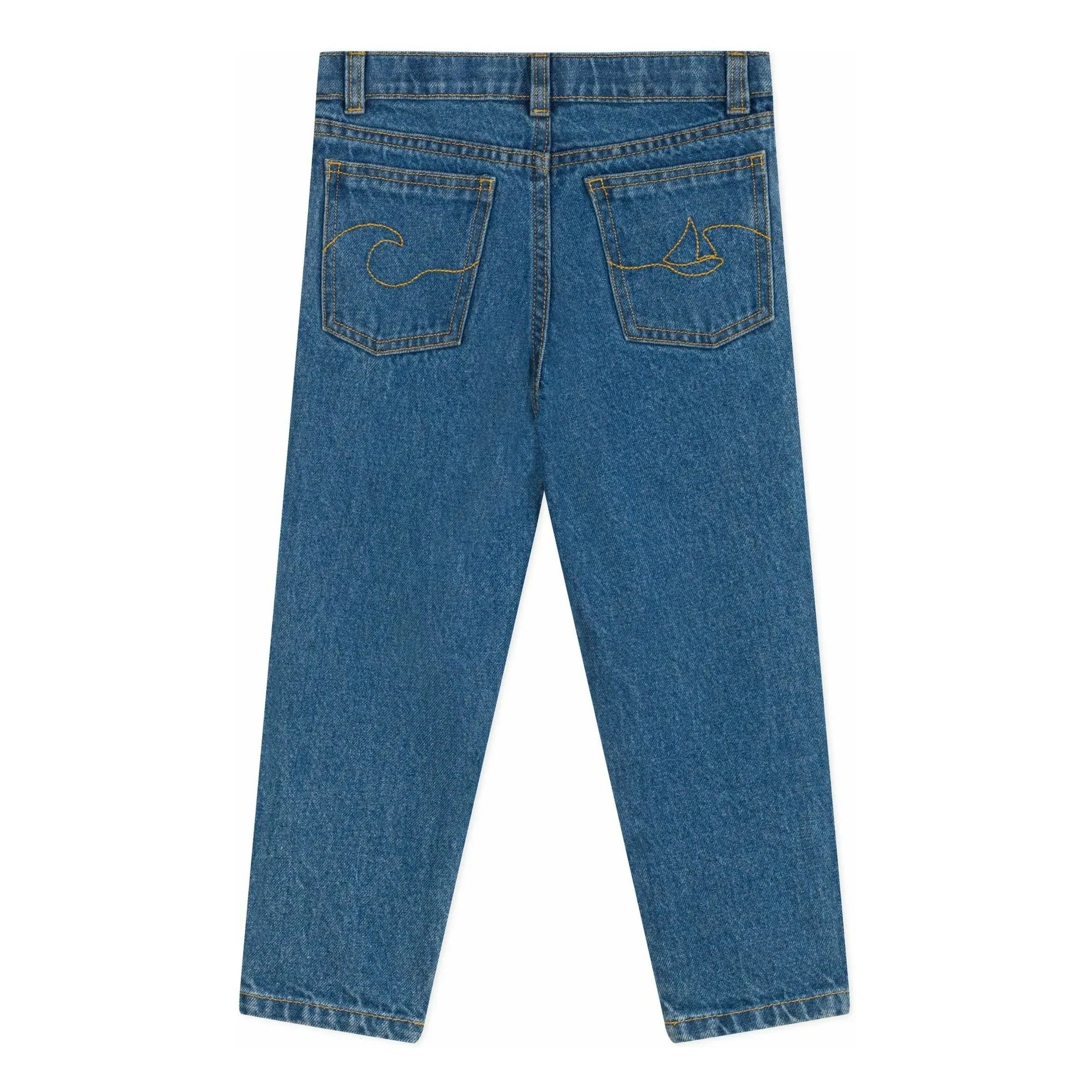 Petit Bateau - Jeans de algodón orgánico bordado en el bolsillo | Azul denim
