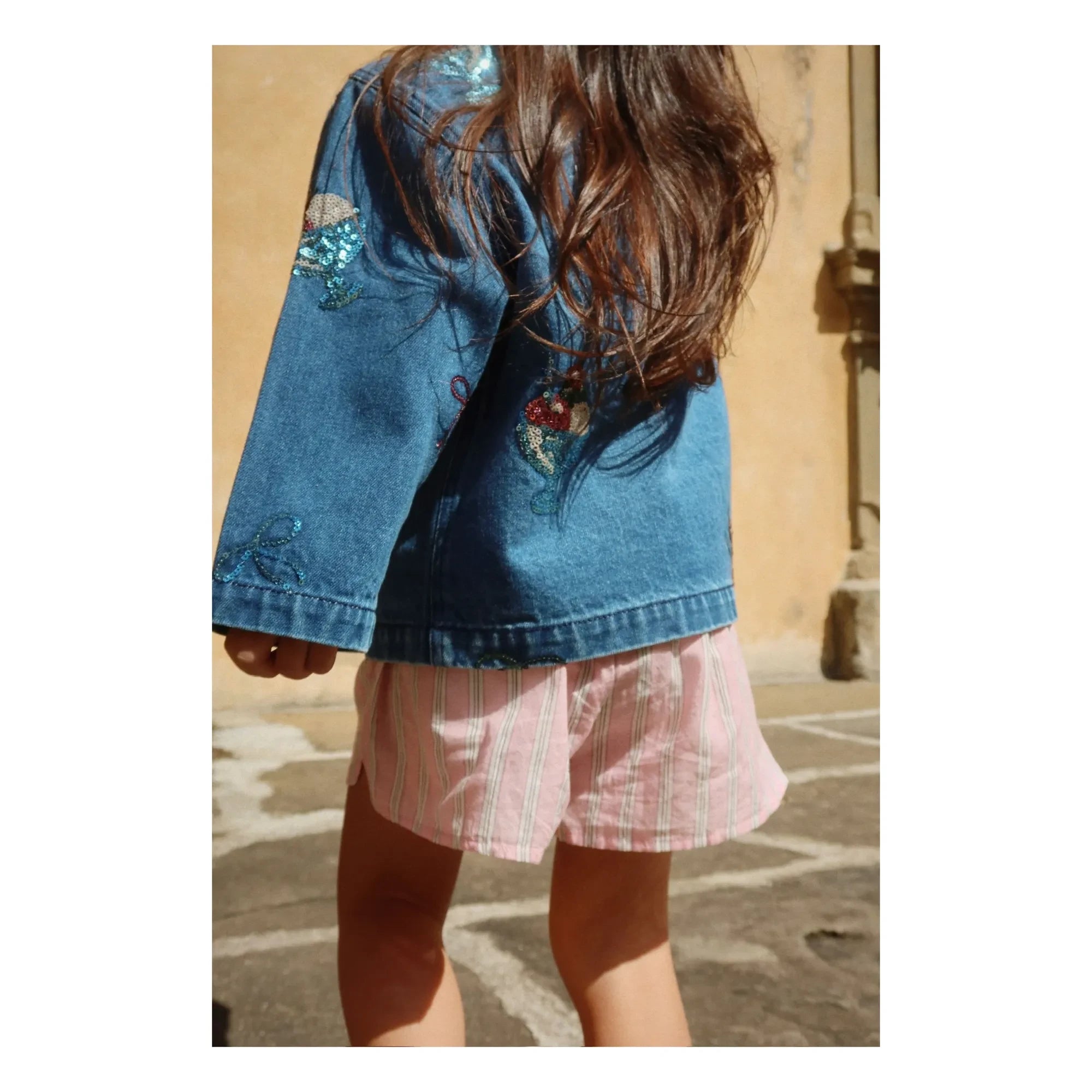 Konges Sløjd - Chaqueta de algodón orgánico con motivo de helado de lentejuelas vaqueras | Azul