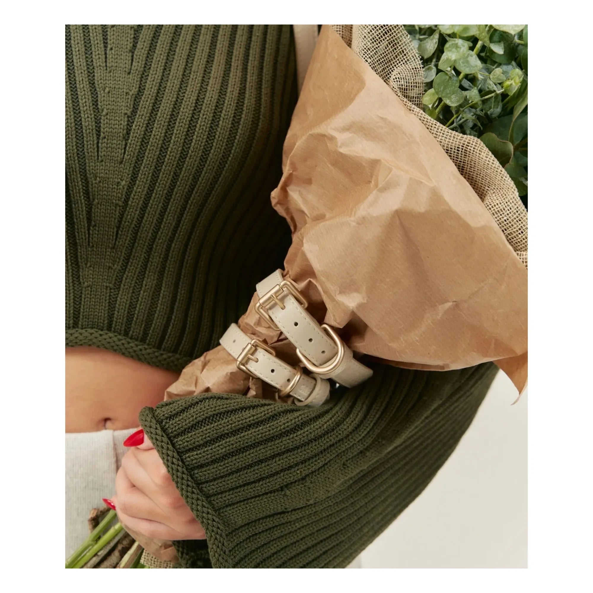 Cafide - Collar de perro de cuero vegano | Beige