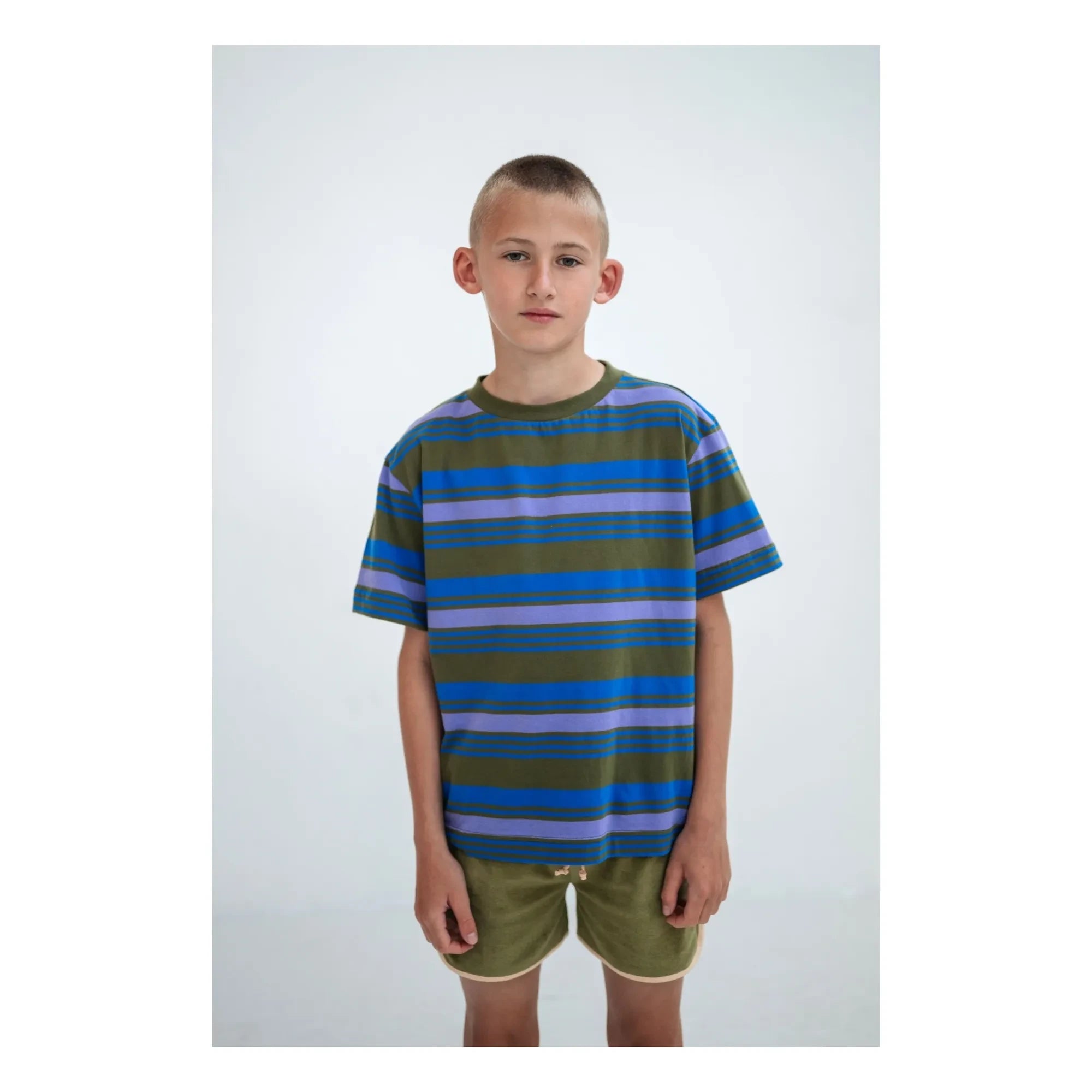Repose AMS - Camiseta de algodón orgánico a rayas | Caqui