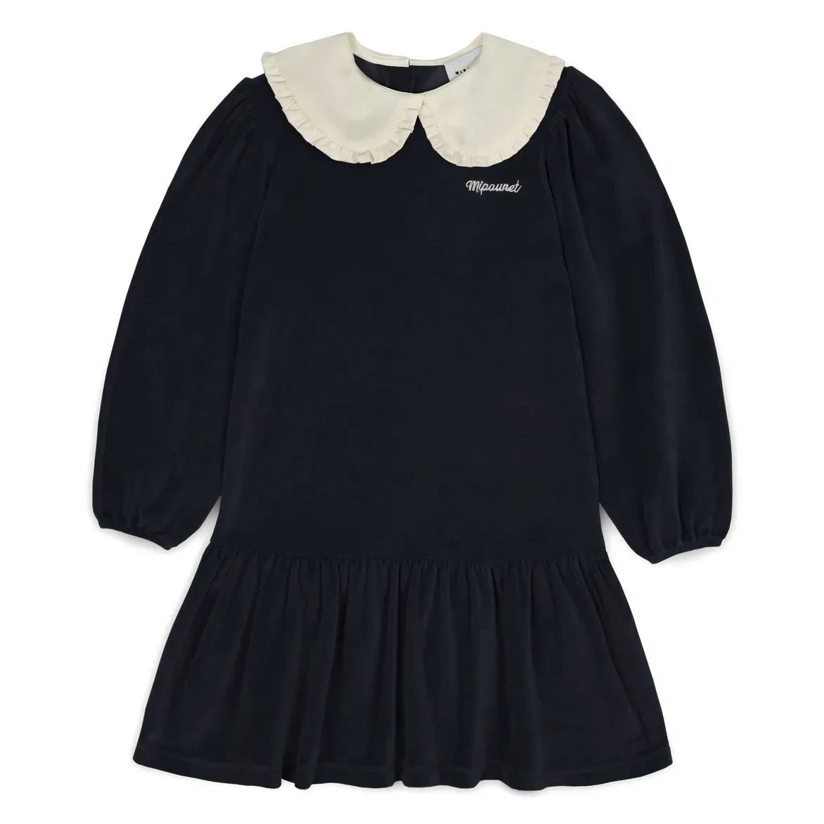 Mipounet - Vestido de terciopelo con cuello Peter Pan Margot | Azul medianoche