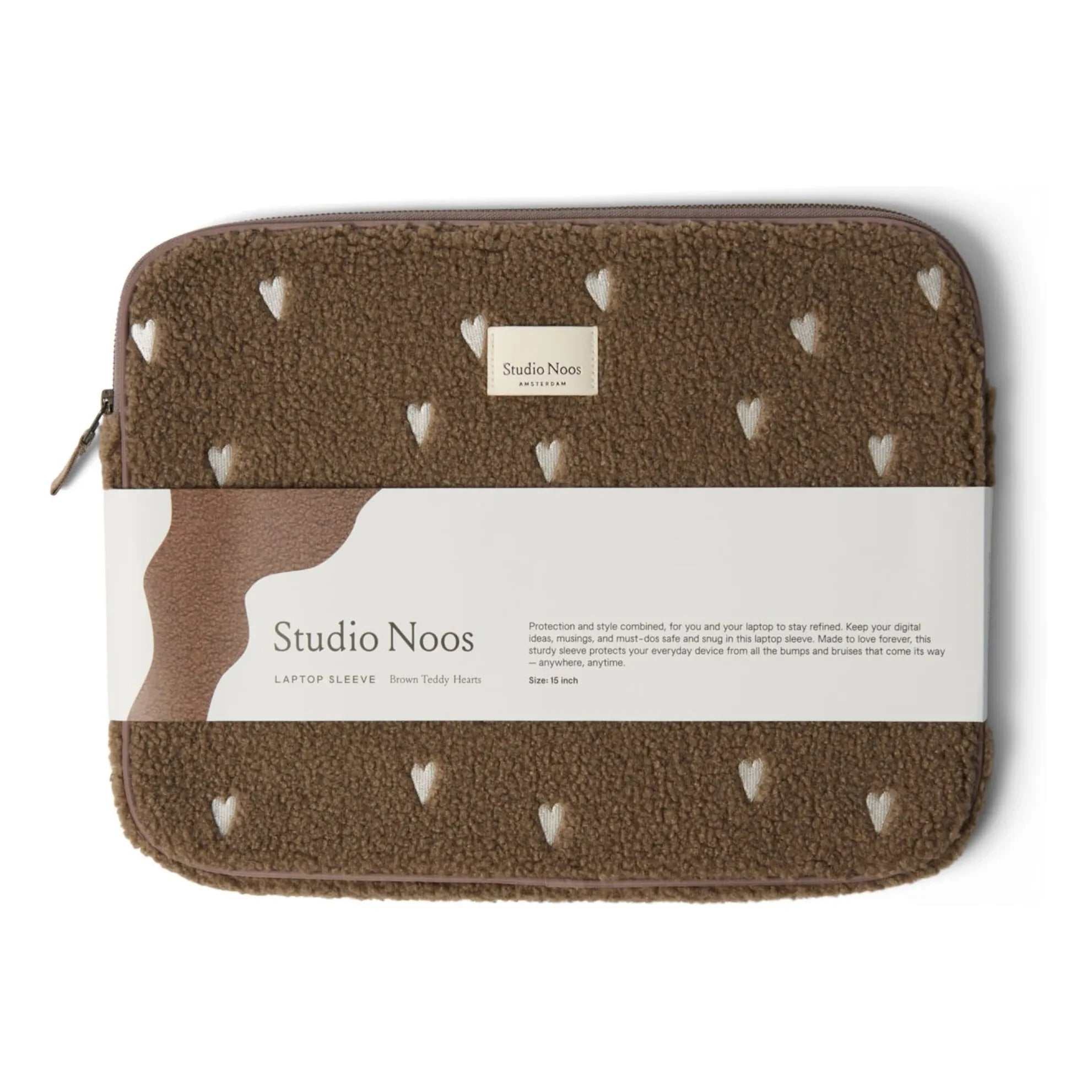 Studio Noos - Bolso para portátil con estampado de corazón | Marrón