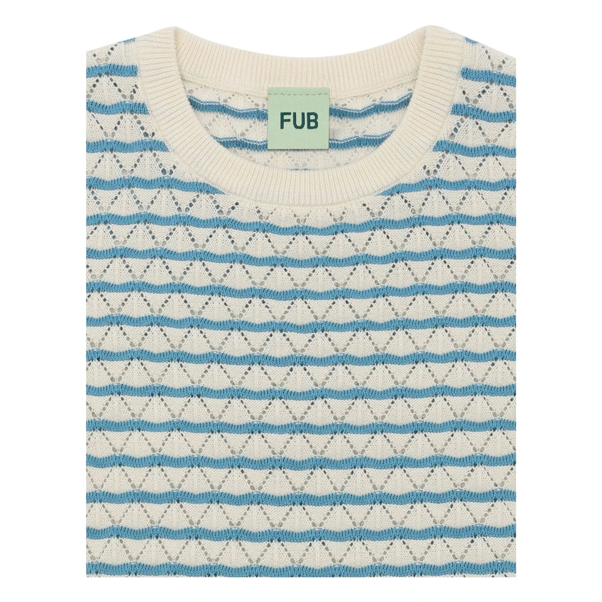 FUB - Camiseta punto fino algodón orgánico calado | Azul celeste