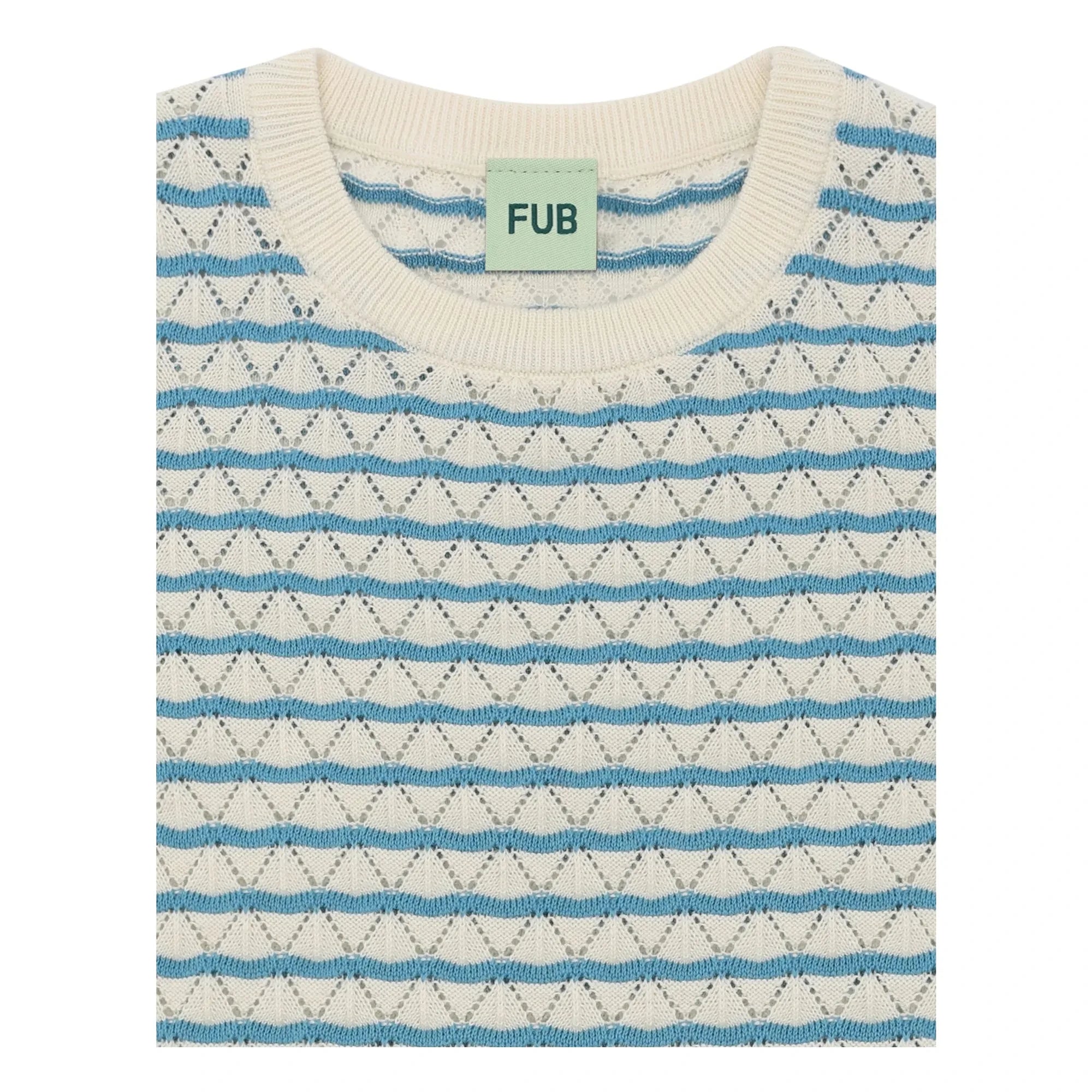 FUB - Camiseta punto fino algodón orgánico calado | Azul celeste