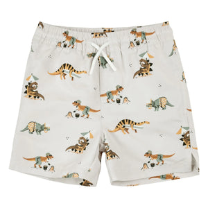 Petit Lem - Bañador corto con estampado de dinosaurios de fibra reciclada | Beige