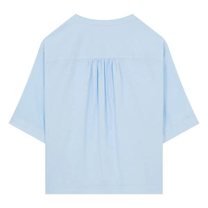 Pomandère - Blusa de popelina de algodón de manga corta | Azul claro