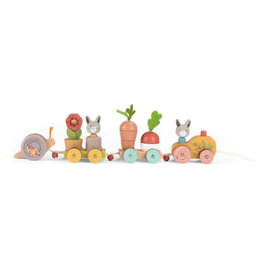 Moulin Roty - Tren de actividades de tirar y soltar - Los tres conejitos