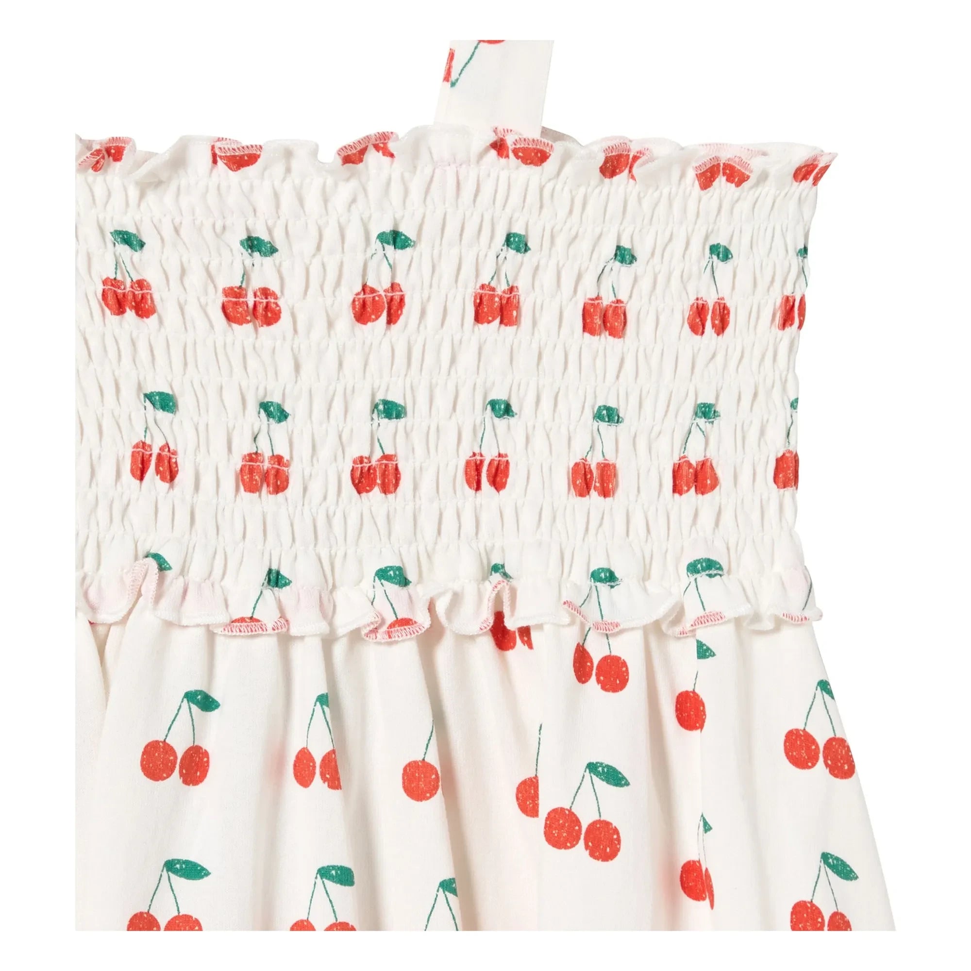 Tinycottons - Vestido de tirantes de algodón orgánico con estampado de cerezas | Blanco