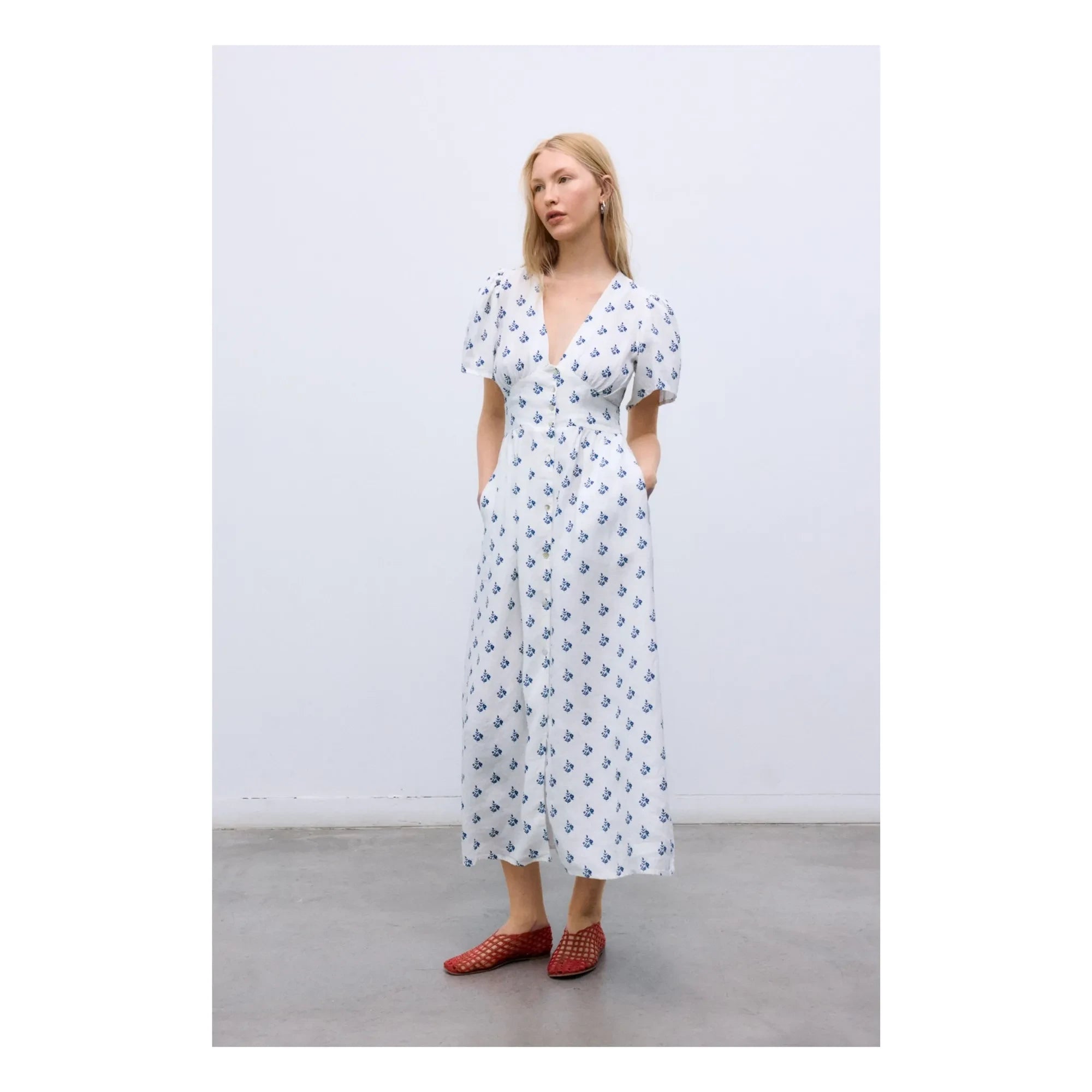 the new society - Vestido de lino Melissa | Blanco