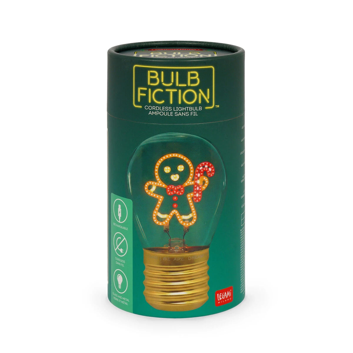 Legami - Lámpara de mesa con bombilla de jengibre Noel - Bulb Fiction