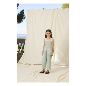 Bebe Organic - Pantalón de pana con bolsillos y cuadros Mia | Azul Verde