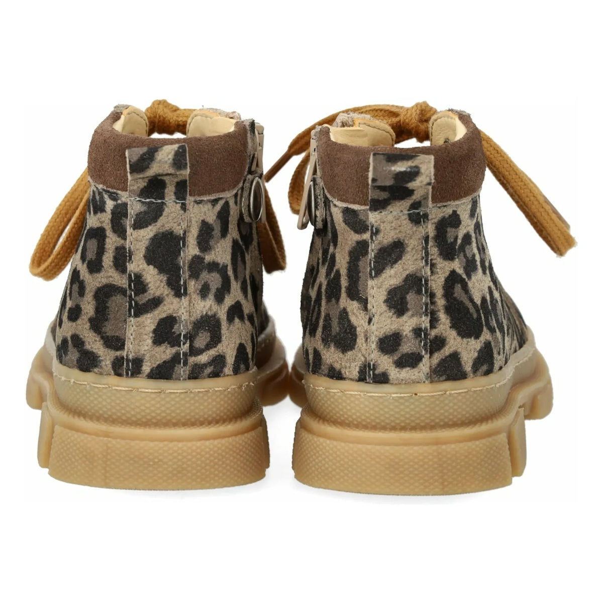 Angulus - Botines de encaje con cremallera y estampado de leopardo | Marrón topo