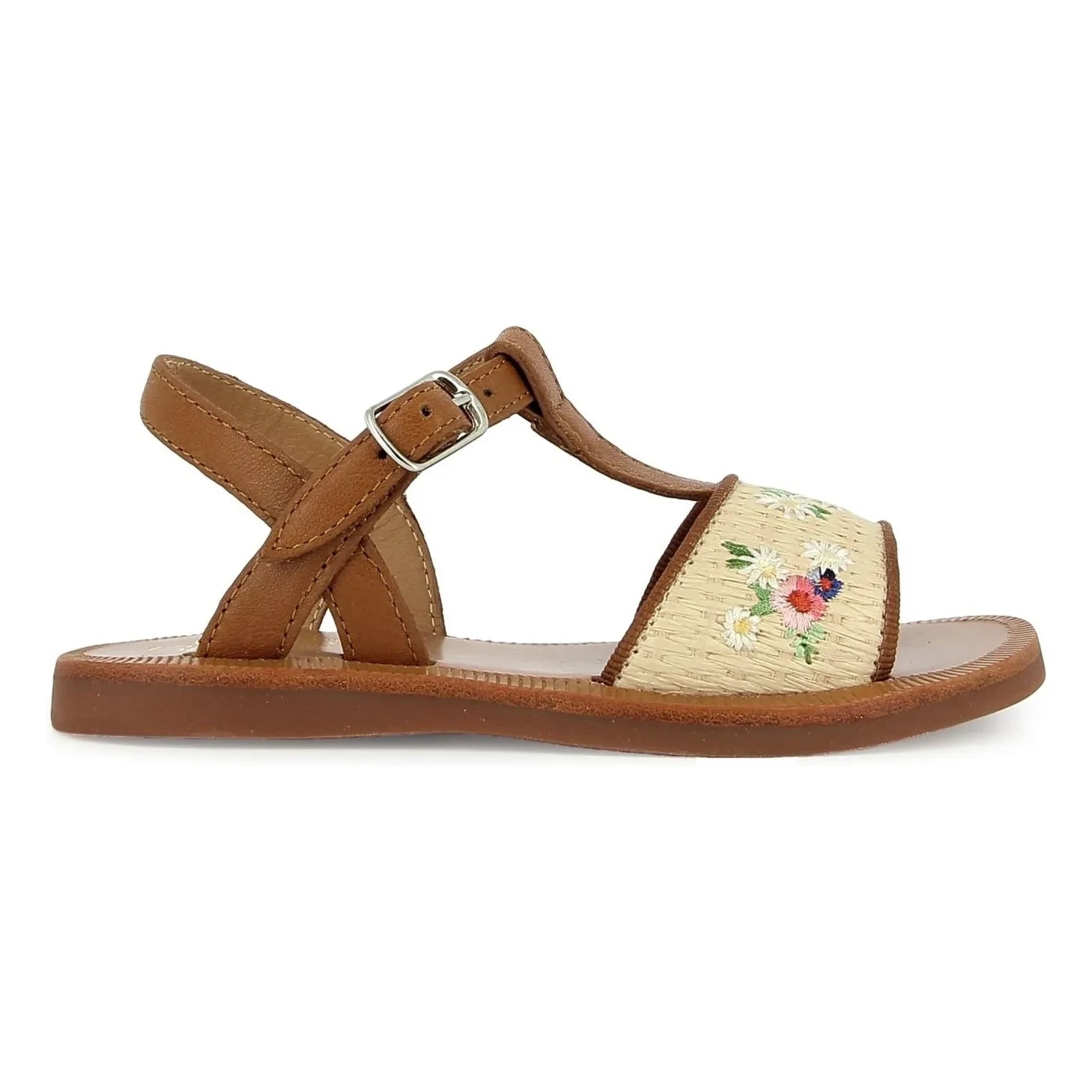 Pom d'Api - Sandalias Plagette Raphia Bordado | Crema