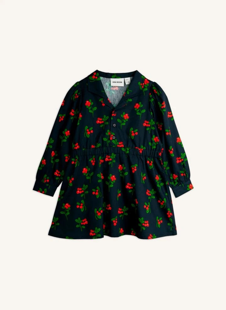 Mini Rodini - Lingonberries Organik Pamuk Elbise | Siyah