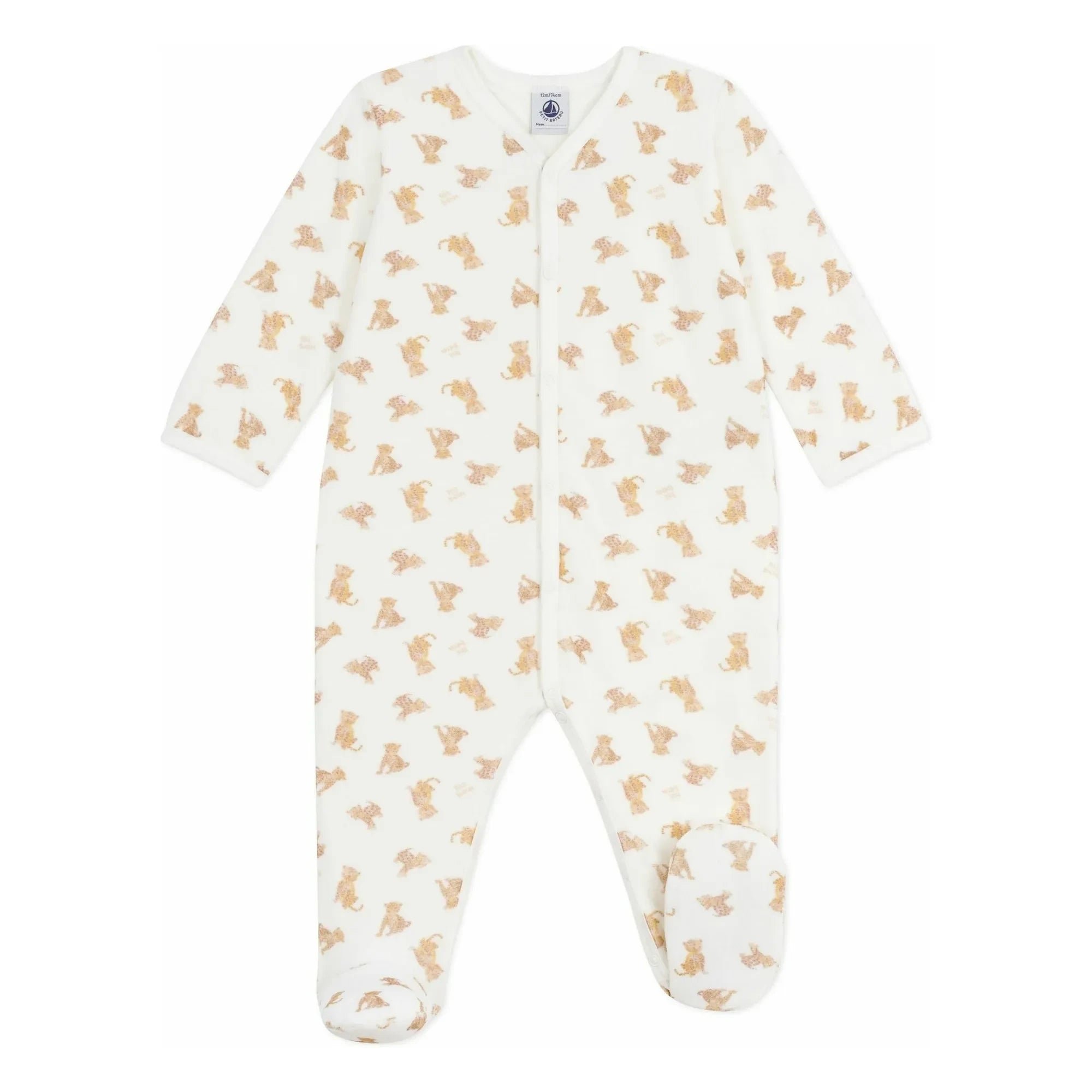 Petit Bateau - Pijama con estampado de guepardo de algodón orgánico Sleep Well | Crudo