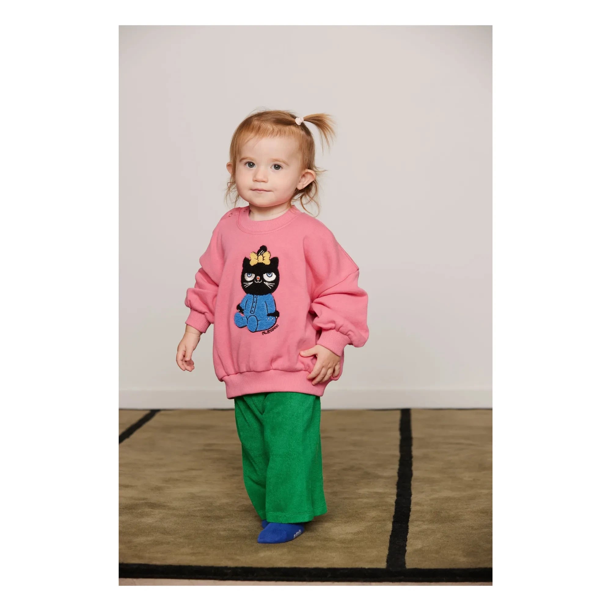 Mini Rodini - Sudadera Gato Algodón Orgánico | Rosa