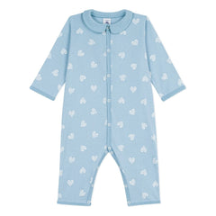 Petit Bateau - Pijama Good Night con estampado de corazones en línea | Azul claro