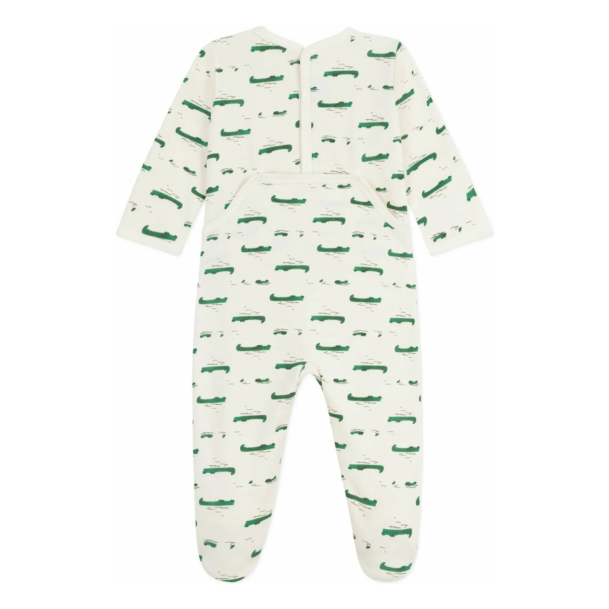 Petit Bateau - Pijama con pies estampado de cocodrilos de algodón orgánico | Crudo