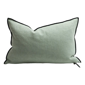 Maison de Vacances - Vice Versa Black Line Almohada de lino lavado | Salvia