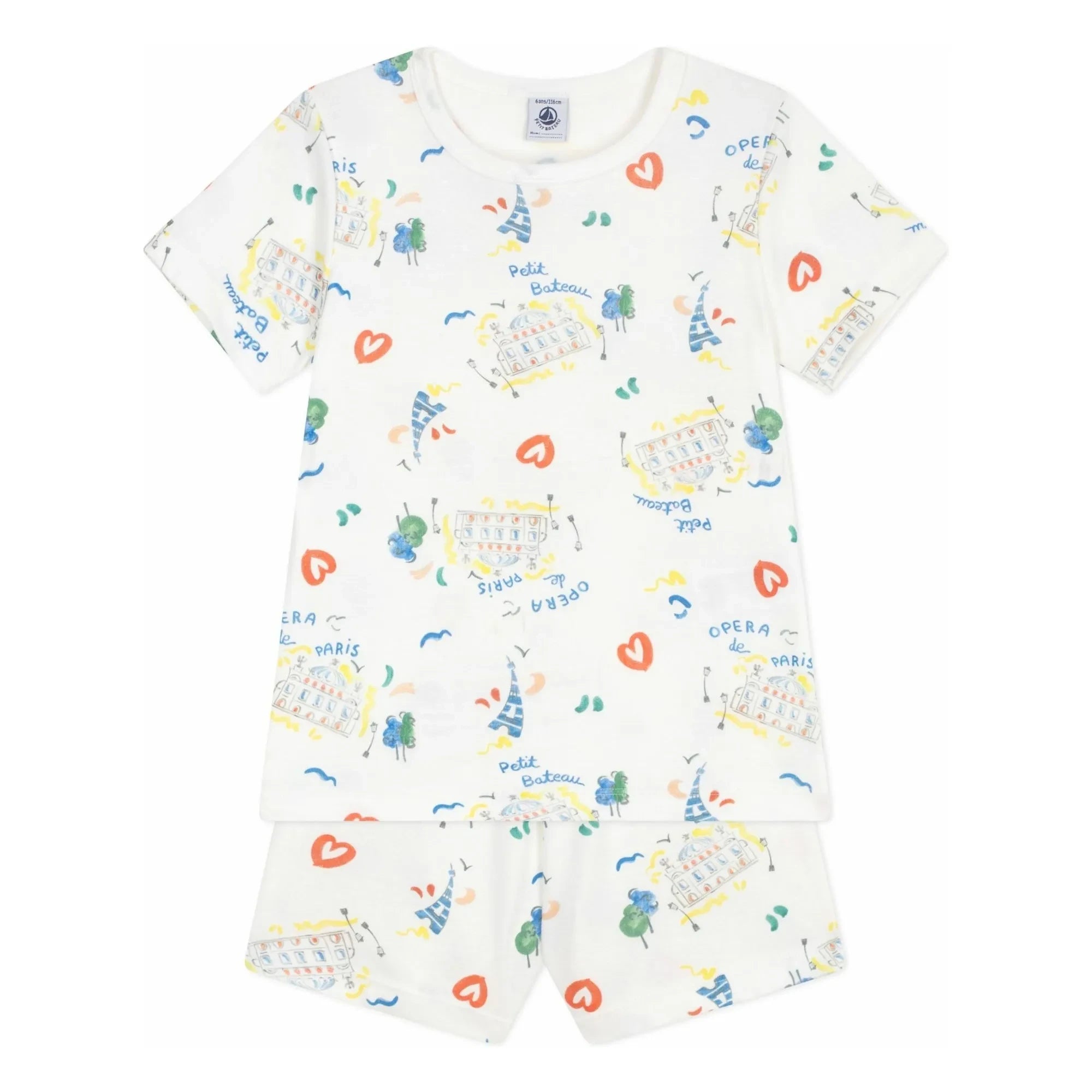 Petit Bateau - Pijama corto ópera | Blanco
