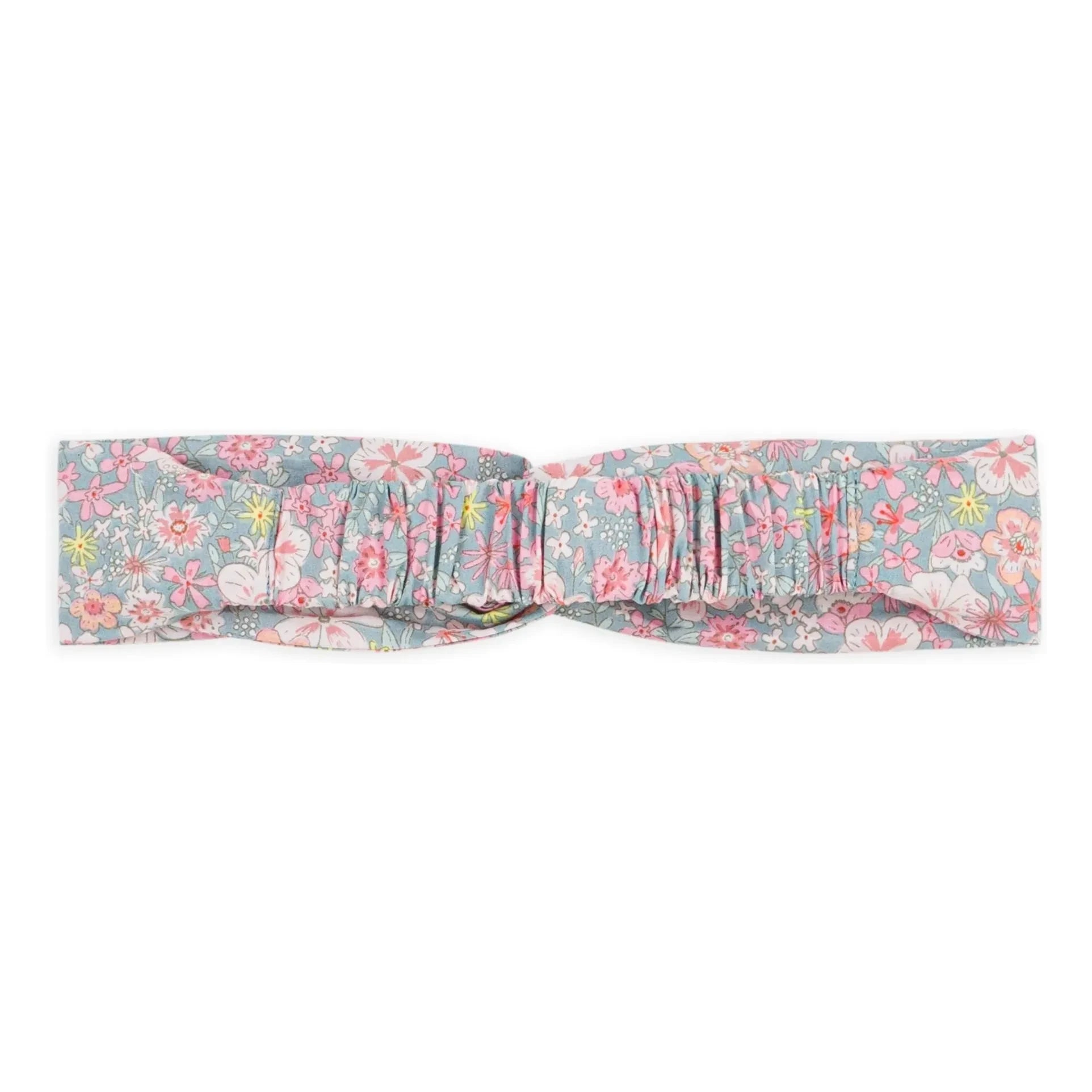 Petit Bateau - Diadema de popelín de algodón orgánico con flores | Gris Azulado