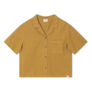 Matona - Camisa de algodón orgánico seersucker | Mostaza