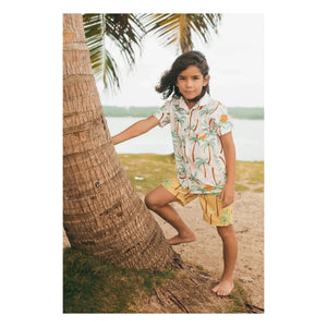 Pepita & Me - Guayabera Palm Camisa de manga corta | Marfil