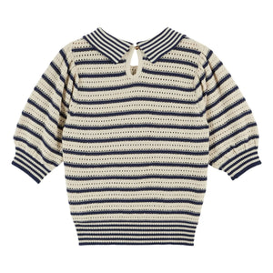 Emile et Ida - Jersey de algodón orgánico calado a rayas | Azul marino
