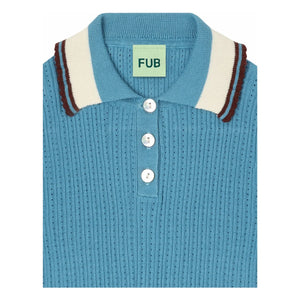 FUB - Polo fino de punto de algodón orgánico Pointelle | Azul aciano