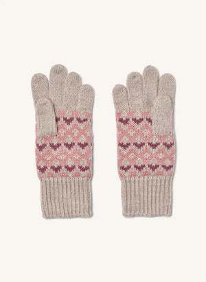 Wheat - Bobbe Hearts Merinos Yün Eldivenler | Pembe