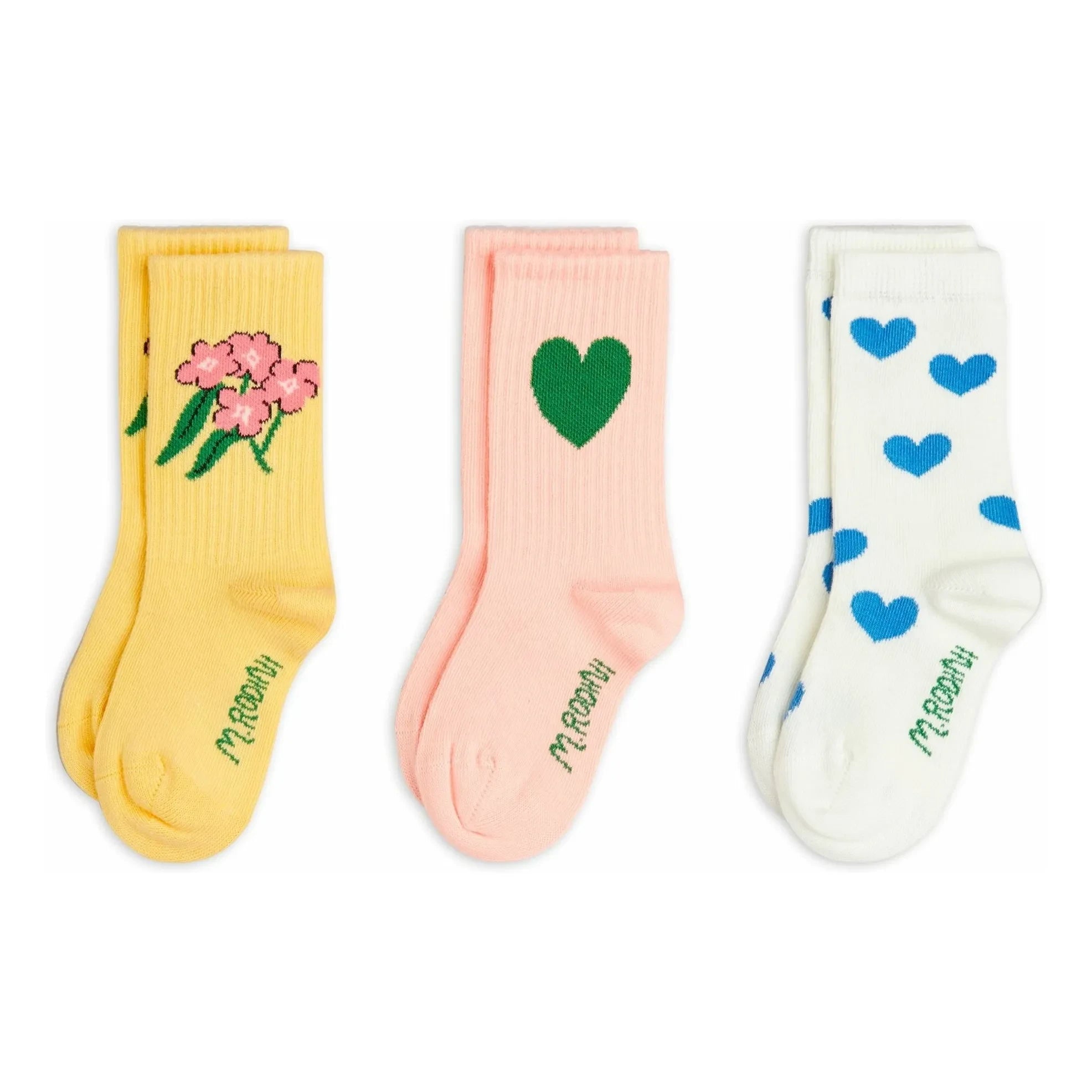 Mini Rodini - Set de 3 pares de calcetines de algodón orgánico Alp | Amarillo