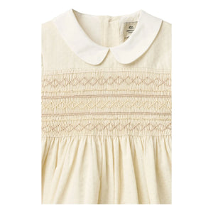Copenhagen Colors - Vestido con Cuello Fruncido de Algodón Orgánico | Crema