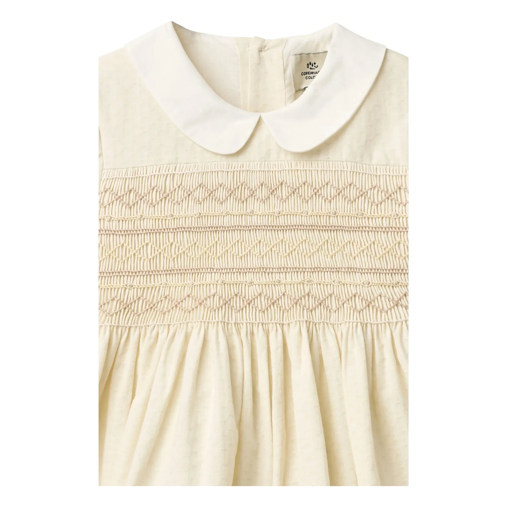 Copenhagen Colors - Vestido con Cuello Fruncido de Algodón Orgánico | Crema