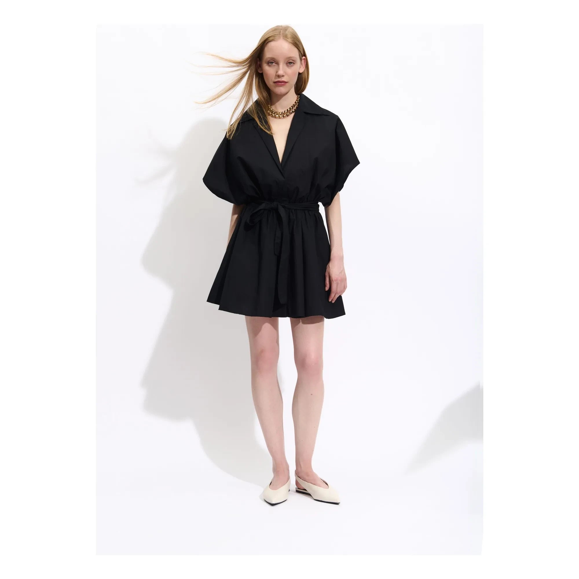 BELLEPIECE - Vestido de popelina Tara Pamuk | Negro