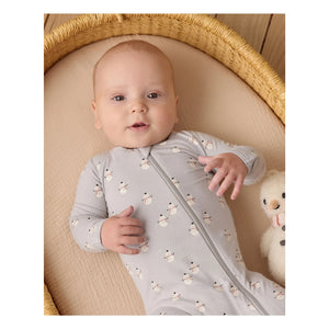 Quincy Mae - Mono con pies y diseño de muñeco de nieve | Gris