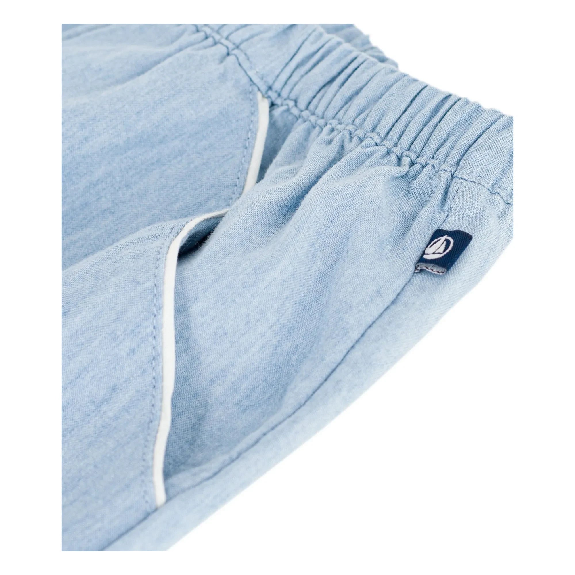 Petit Bateau - Pantalón corto de chambray de algodón orgánico con corazones | Azul claro