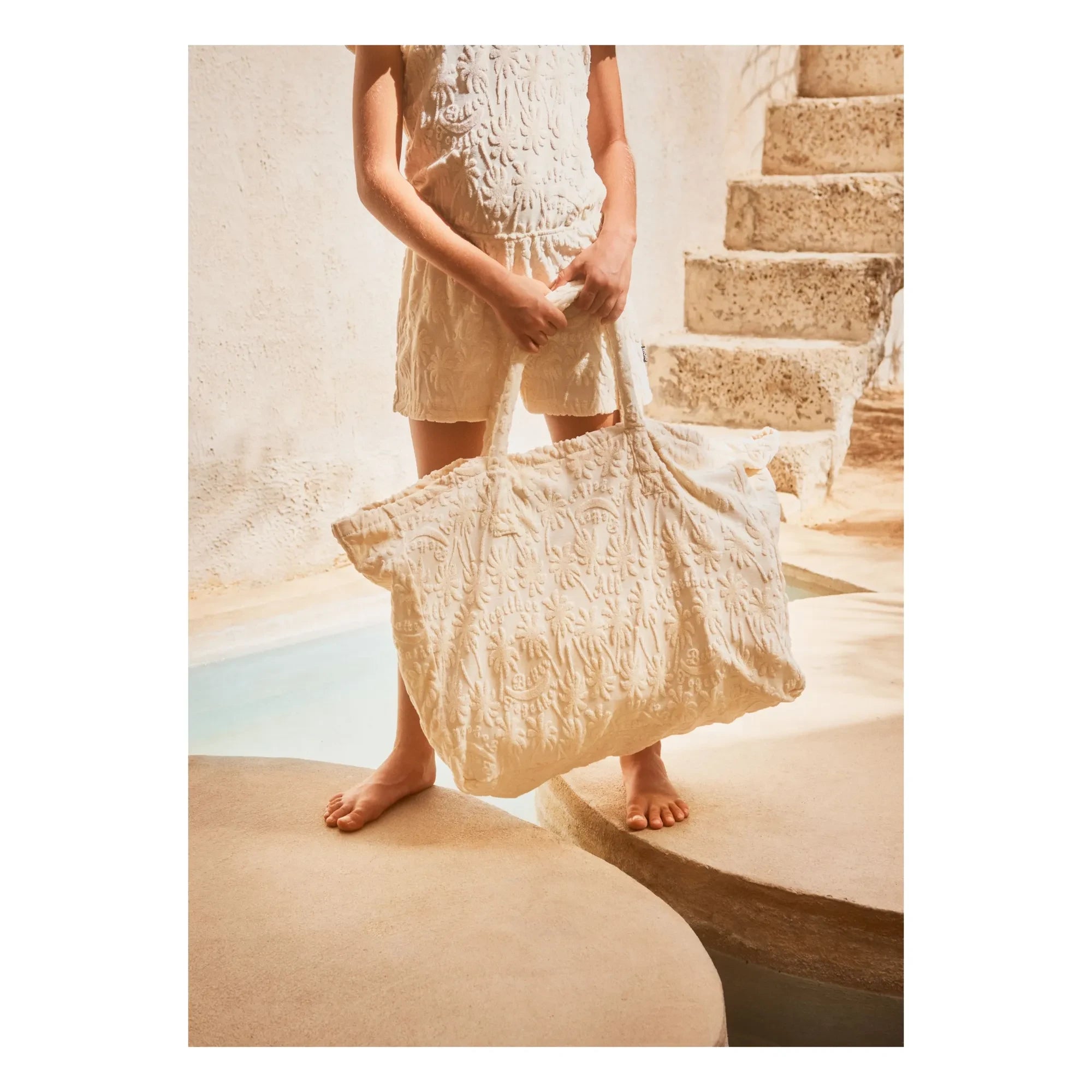 Molo - Bolso de playa de esponja con palmeras | Crudo