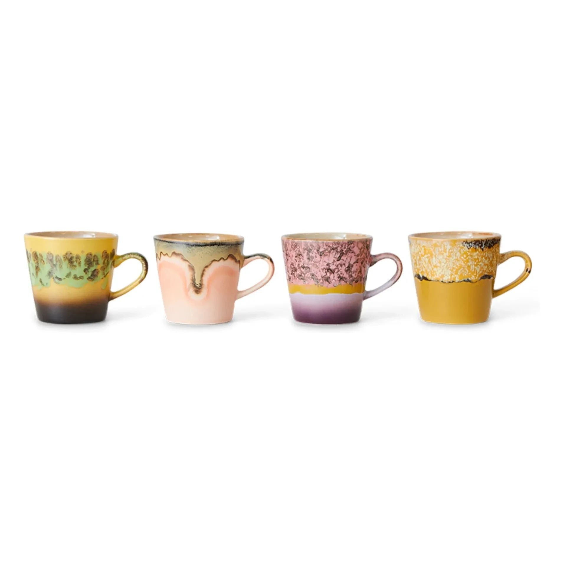 HKliving - Tazas de cerámica gres - Juego de 4 | Multicolor