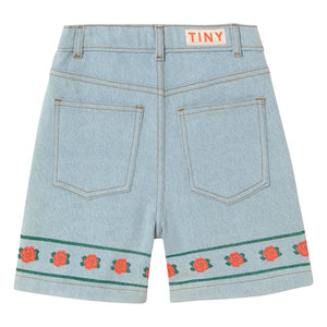 Tinycottons - Pantalones cortos vaqueros de flores | Azul claro