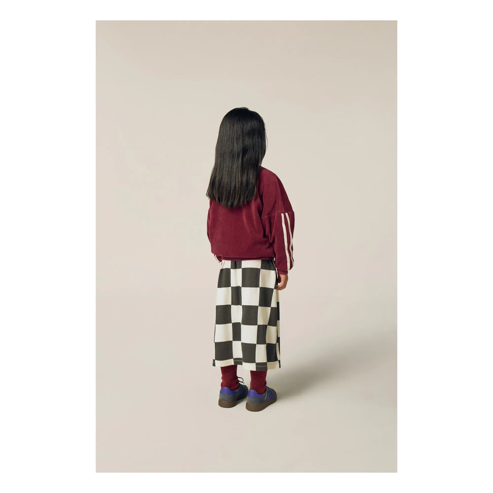 The Campamento - Renk Bloklu Kadife Logolu Sweatshirt | Bordo