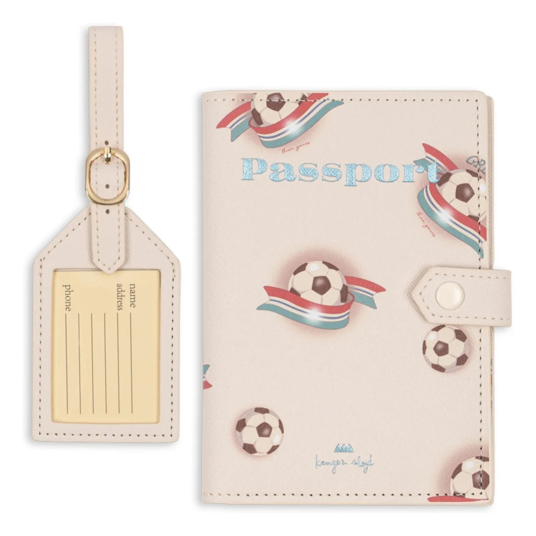 Konges Sløjd - Funda para pasaporte y etiqueta de equipaje Kick It | Beige