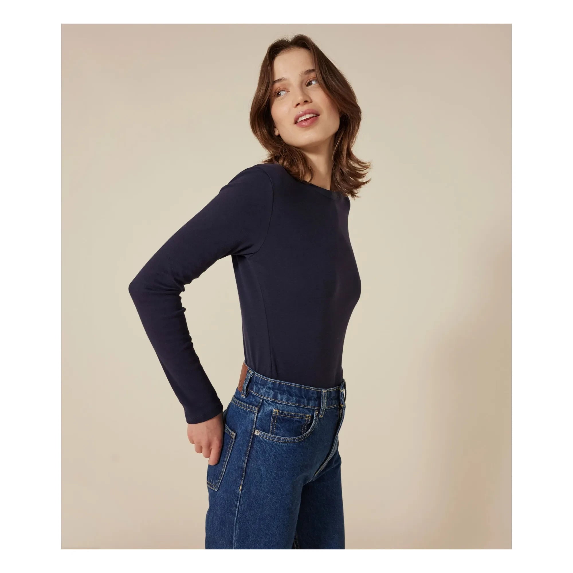 Petit Bateau - Camiseta icónica de manga larga - Colección de mujer | Azul marino