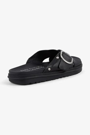 Emu Australia sandalias planas de piel para mujer Ebony