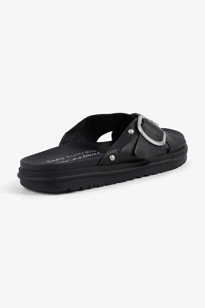 Emu Australia sandalias planas de piel para mujer Ebony